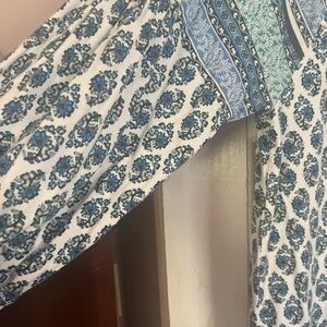 J. Jill White Blouse with Blue Floral Print